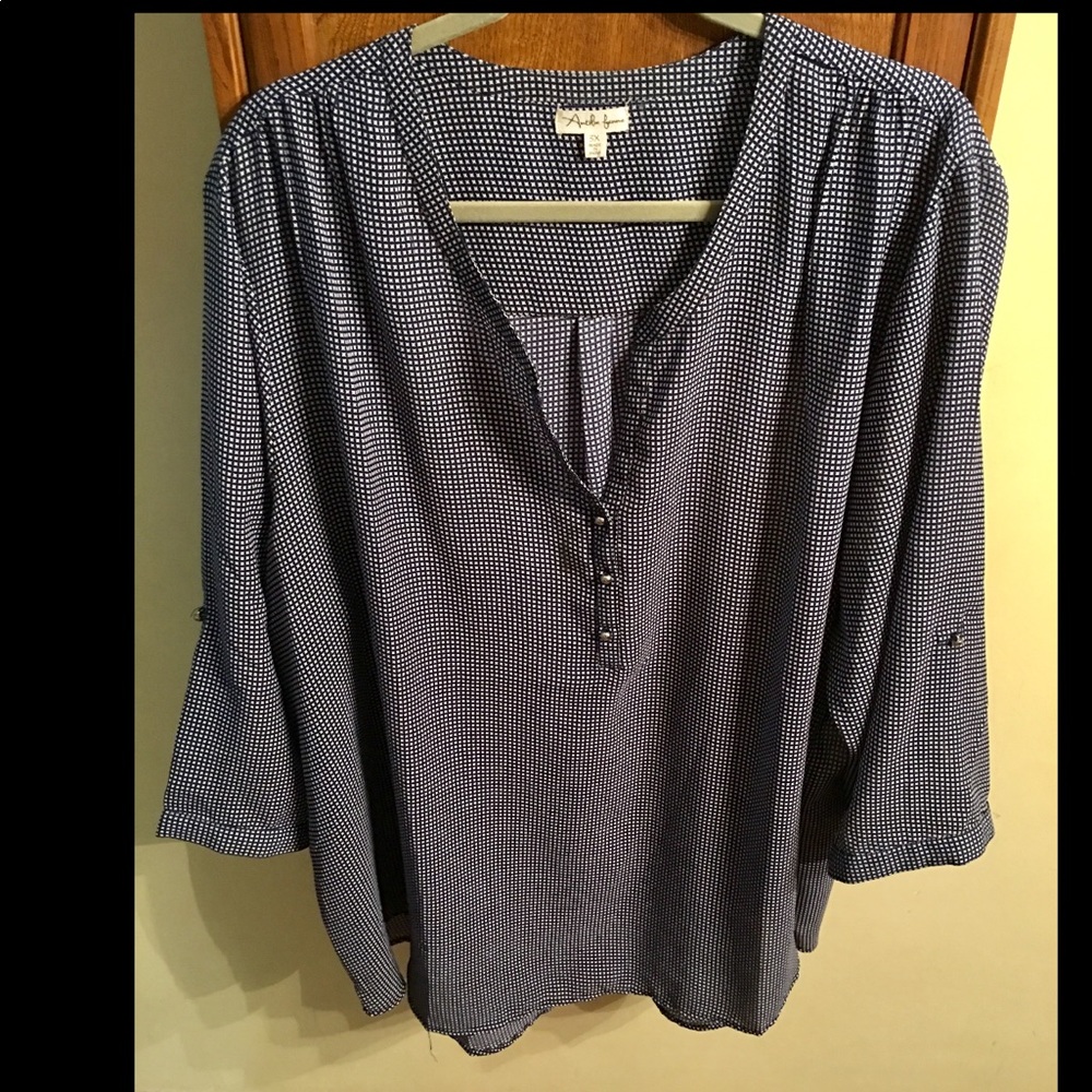 Blue and white blouse